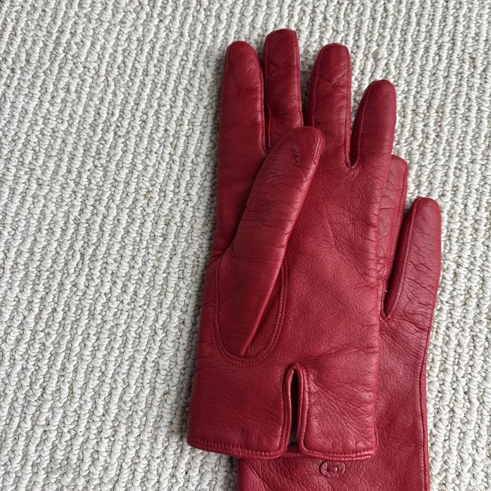 Vintage Red Gloves by Superb 6.5 Made in Italy Leather Lined Gift Women's Prop